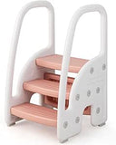 Grow-with-me Montessori Non Slip Step Stool | Learning Tower | White & Pink | 12m+