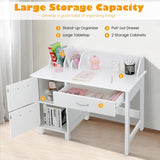 Kids Montessori Homework Desk | Storage Cupboard & Chair | White | 3-10 Years