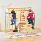 Gimnasio de escalada infantil Montessori de madera ecológica 8 en 1 con columpio | Diapositiva | Muro de escalada | Barras de mono | Madera natural | 3 años+