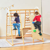 Children's 8-in-1 Eco Wood Montessori Climbing Gym with Swing | Slide | Climbing Wall | Monkey Bars | Natural Wood | 3 Years+