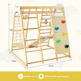 Gimnasio de escalada Montessori de madera ecológica 8 en 1 para niños con columpio | Diapositiva | Muro de escalada | Barras de mono | Naturales | 3 años+