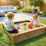 XL 1.4 x 1.4m Wooden Garden Sand Pit for Kids Outdoor Play with optional lid