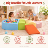 Montessori 5-Piece Soft Play Climbing Set with Ball Pit | Multi coloured