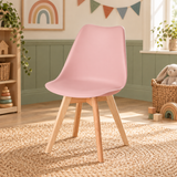 Scandinavian Kids Desk Chair with Padded Seat & Beech Wood Legs | Rose Pink