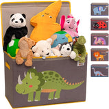 Large Collapsible 80L Montessori Kids Toy Box with Lid | Scratch resistant | 10 Animal Designs | 3D Applique
