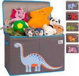 Large Collapsible 80L Montessori Kids Toy Box with Lid | Scratch resistant | 10 Animal Designs | 3D Applique