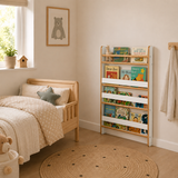 Kids Wall-Mounted Bookcase | Montessori Front-Facing Bookshelf | White