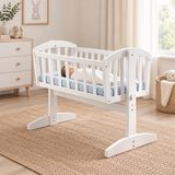 newborn rocking cradle white nursery crib
