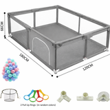 Large Baby Playpen with Mesh Sides & Zip Door – Foldable Safety Play Yard (120x180cm / 150x180cm)