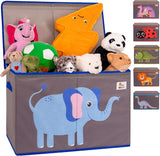 Large Collapsible 80L Montessori Kids Toy Box with Lid | Scratch resistant | 10 Animal Designs | 3D Applique