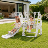 Toddler swing slide and basketball hoop play set for ages 3 to 6