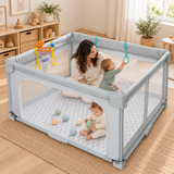 Grey 127 x 127cm baby playpen with matching foam play mat