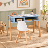 Children's Low Seat Height Egg Chair | Chair for Homework Desk | White and Natural