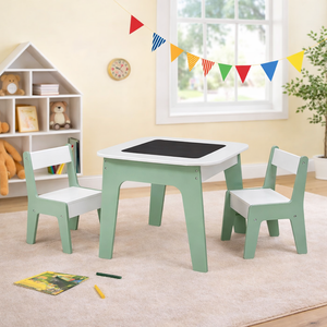 4-in-1 Kindertisch für Lego-Spiele mit Tafel, Whiteboard & 2 Stühlen – www.littlehelper.co.uk
