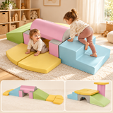 Ten-piece toddler foam climbing block set.