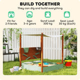 This childrens sandpit with cover takes a generous 300kg of sand and can be used from 3 years, up to the grand old age of 6
