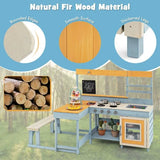 eco friendly FSC wooden mud kitchen and kids picnic bench