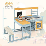 Montessori inspired outdoor mud kitchen for imaginative play