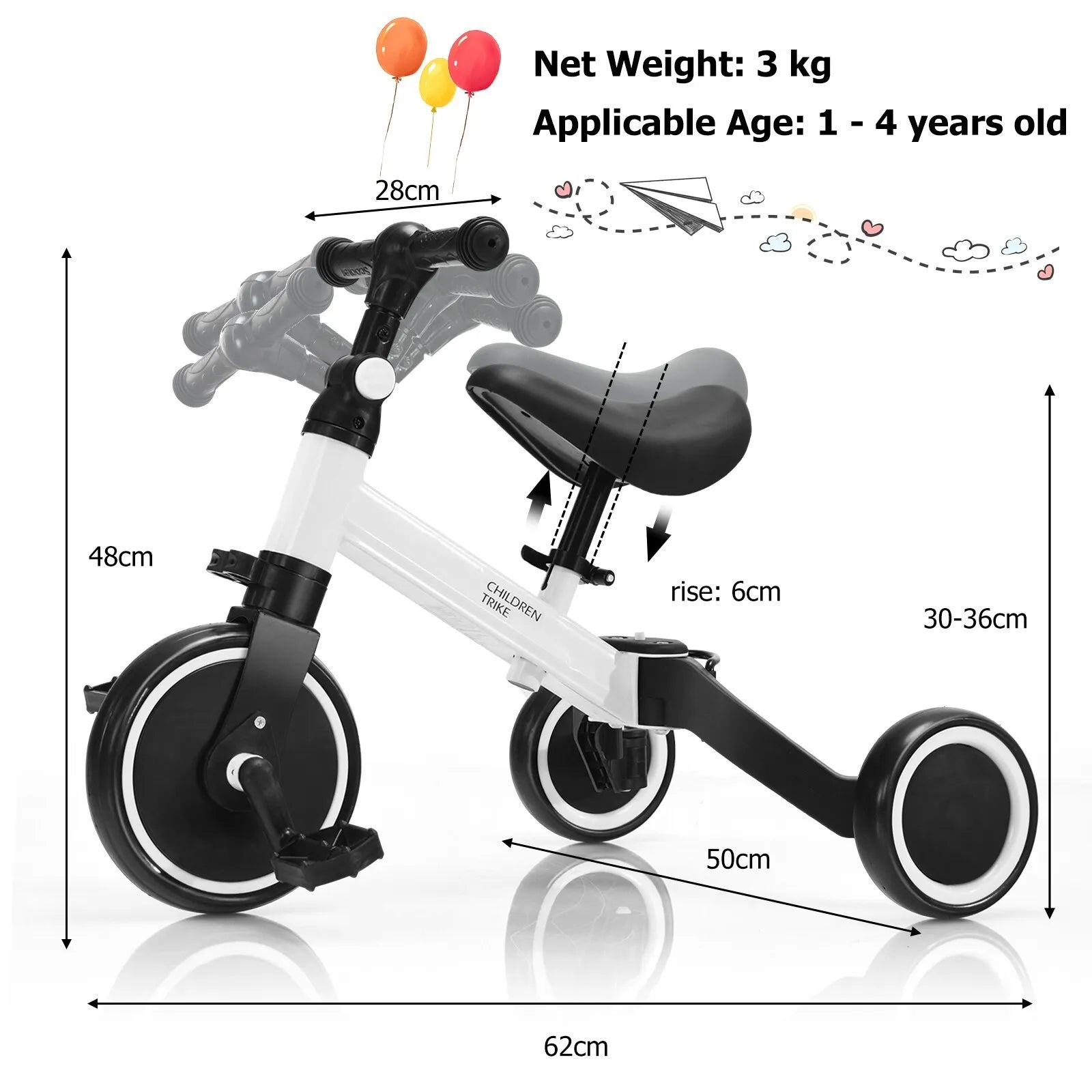 3 in 1 Kids Baby Walker Tricycle Balance Bike 3 Wheel Bike Trike www.littlehelper