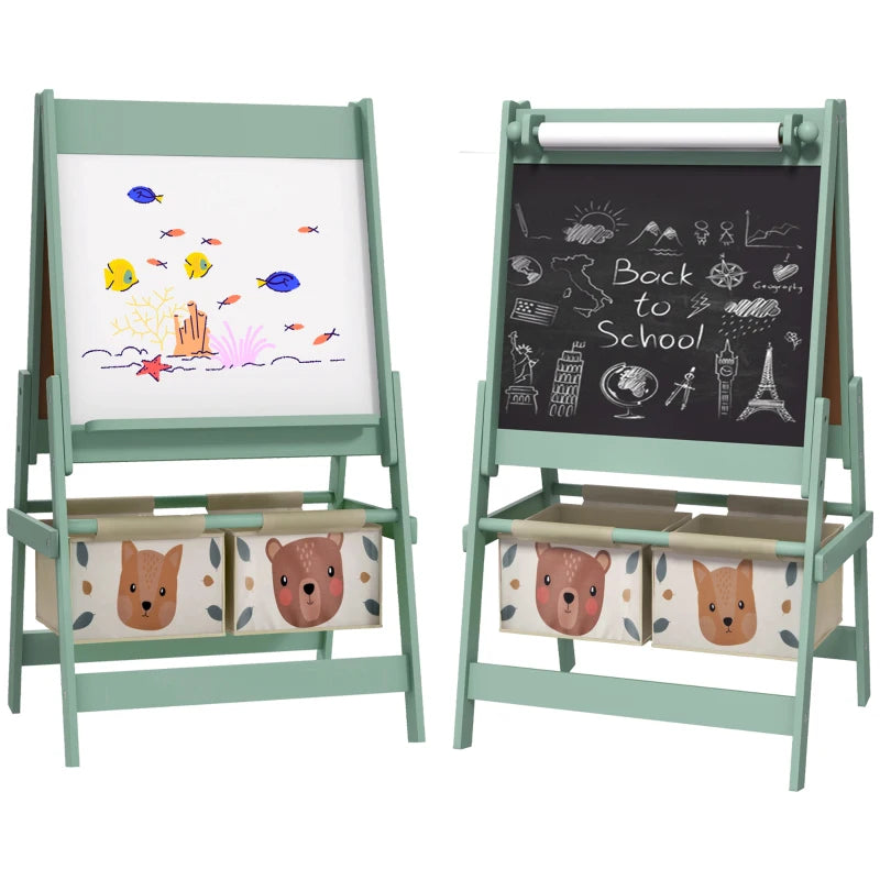 Tableau Double Face Enfant - Noir/Blanc Avec Rouleau De Papier - Réglable En Hauteur - Dès 4 Ans