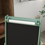 Childrens Easel | Double Sided Whiteboard & Chalkboard Painting Easel with Paper Roll | 2 Storage Boxes | Sage Green
