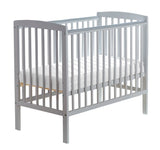 Eco-Conscious Kozie Cot | Space Saving Baby Cot | With Deluxe Foam Mattress & Blanket Option | Solid Pine | Soft Grey | Birth - 3 Years
