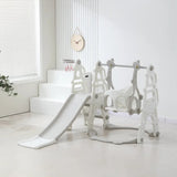 White kids slide with high back toddler swing and basketball hoop