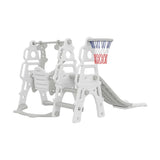 Kids swing and slide set with adjustable swing and basketball hoop