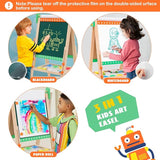 3-in-1 Eco Conscious Wood Height Adjustable Easel | Whiteboard | Blackboard Double Easel