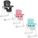 Cadeira alta para bebé dobrável e regulável em altura | rodas bloqueáveis ​​| bandejas removíveis | almofada