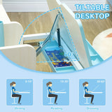 Children's Montessori Ergonomic Height Adjustable Tilting Desk & Chair | Blue | 3-12 Yrs