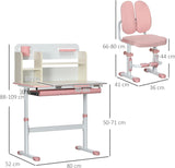 Escritorio y silla ergonómicos Montessori para niños, inclinables, ajustables en altura, en color rosa | 3-12 años