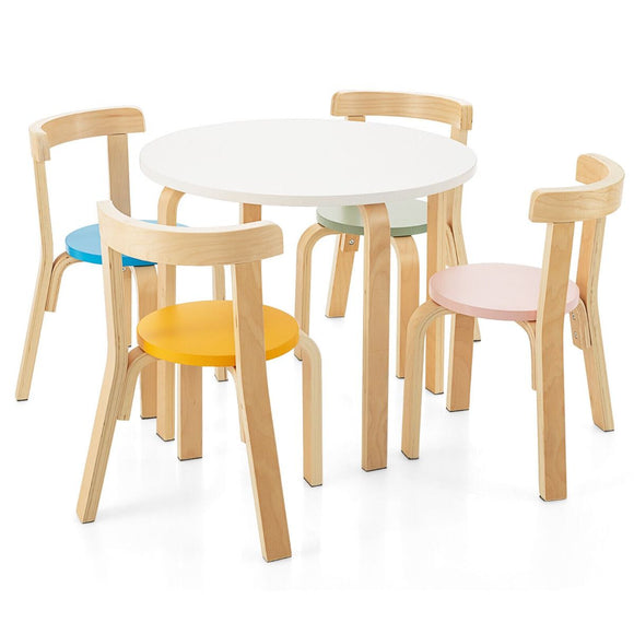 Colourful| 5 Pieces Kids Bentwood Curved Back Table and