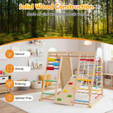 Kids 8-in-1 wooden jungle gym with climbing walls and swing