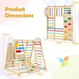 Folded wooden indoor climbing frame measuring 28 cm deep