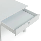 White drawer with a heart-shaped pull handle on a white background on this kids tabl and chairs set