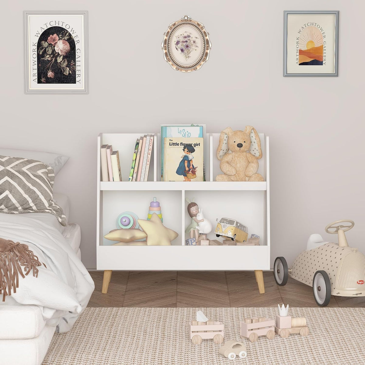 2-in-1 Montessori Kids Bookcase and Toy Storage Box | White – www ...