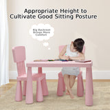 Montessori Table & Spine-Protecting Ergonomic Chairs x 2 | Pink | 1-7 Years