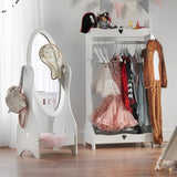 Barra de vestir de madera Montessori para novias | Barra para ropa y espejo | Blanco | 3-13 años
