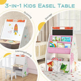 5-in-1 Montessori Compact Kids Easel | Desk | Sling Bookcase | Bookshelf | Storage & Stool | White | 3 Years Plus