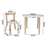 Mesa infantil redonda de madera ecológica | 2 sillas ergonómicas | blanco y natural | 3-10 años+