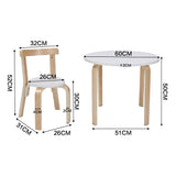 Kids Montessori Eco Wood & Birch Table | 2 Ergonomic Chairs | White & Natural | 2-10 Years+