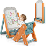 Cavalete Montessori portátil e dobrável com altura ajustável e assento de apoio para a coluna | 3-7 anos