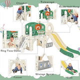 Ensemble de toboggans Montessori 7 en 1 pour enfants | Panier de basket | Château Lookout avec télescope | Grimpeur | Lancer d'anneaux