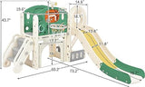 Ensemble de toboggans Montessori 7 en 1 pour enfants | Panier de basket | Château Lookout avec télescope | Grimpeur | Lancer d’anneau | 2 ans et plus