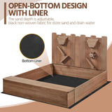 Extra Large Montessori Eco Natural Fir Wood Sandpit | Sand & Waterwall | 3-8 Years