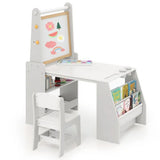 Kids dual-sided easel with paper roll and storage