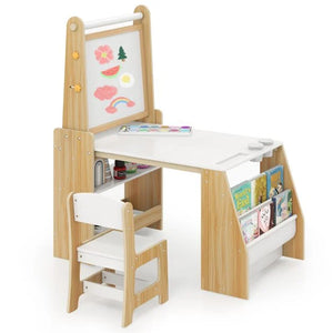 Montessori art table set with easel and chair