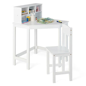 Scratch-resistant Space Saving Homework Desk | Corner Desk | Bureau | Storage & Chair | White