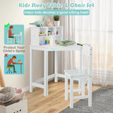 Scratch-resistant Space Saving Homework Desk | L shaped Desk | Bureau | Storage & Chair | White
